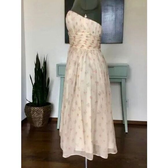 Jill Stuart Women’s 4 Strapless Floral Print Silk Chiffon Georgette Dress - Picture 2 of 7